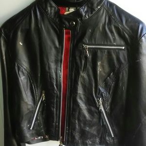 Leather short biker jacket